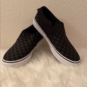 Black on Black Checkered Vans
